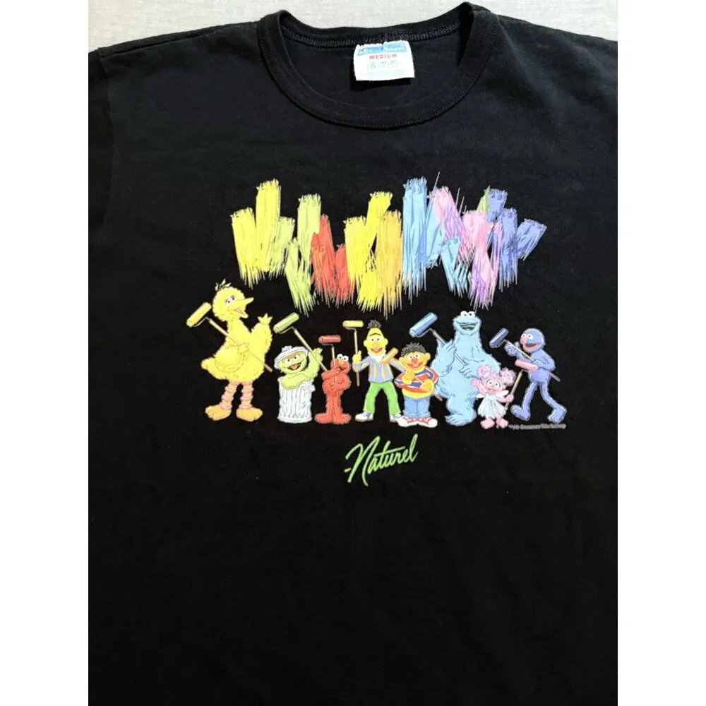 Sesame Street x Champion Natural Shirt Mens M‎ Black Graphic Short Sleeve Tee. - Picture 2 of 9
